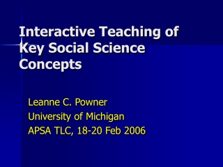 Interactive Teaching of Key Social Science Concepts