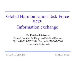 Global Harmonisation Task Force SG2: Information exchange