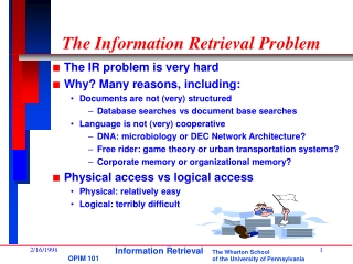 The Information Retrieval Problem