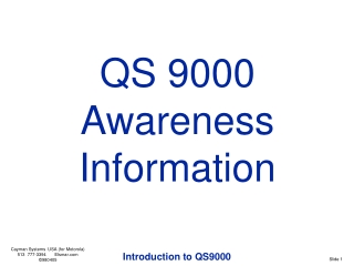 QS 9000 Awareness Information