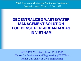 DECENTRALIZED WASTEWATER MANAGEMENT SOLUTION  FOR DENSE PERI-URBAN AREAS  IN VIETNAM