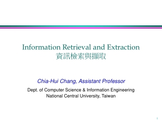 Information Retrieval and Extraction 資訊檢索與擷取