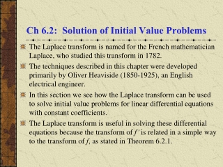 Ch 6.2:  Solution of Initial Value Problems