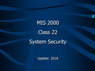 MIS 2000 Class 22 System Security Update: 2018