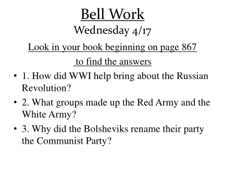 Bell Work Wednesday 4/17