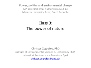 Class 3:  The power of nature