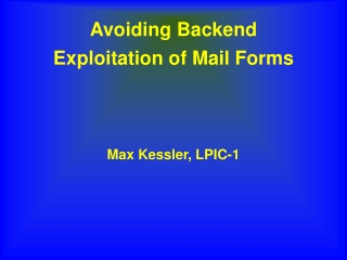 Avoiding Backend Exploitation of Mail Forms