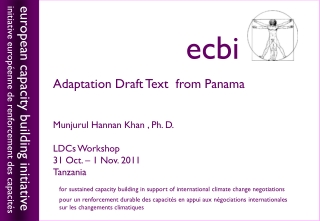 Adaptation Draft Text  from Panama Munjurul Hannan Khan , Ph. D.   LDCs Workshop