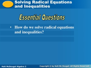 Solving Radical Equations and Inequalities