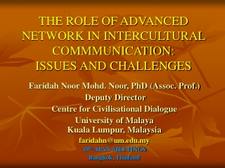 THE ROLE OF ADVANCED NETWORK IN INTERCULTURAL COMMMUNICATION:  ISSUES AND CHALLENGES