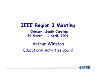 IEEE Region 3 Meeting Clemson, South Carolina 30 March - 1 April, 2001