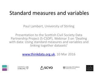 Standard measures and variables