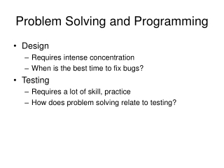 Problem Solving and Programming