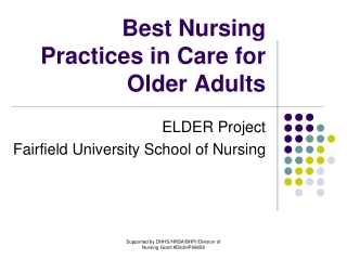 Best Nursing Practices in Care for Older Adults