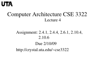 Computer Architecture CSE 3322