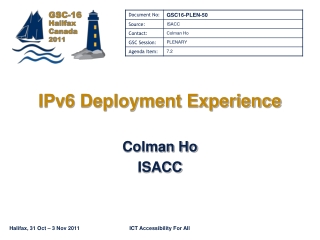 IPv6 Deployment Experience