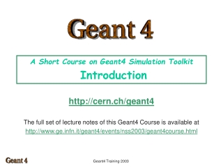A Short Course on Geant4 Simulation Toolkit Introduction