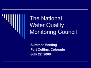 The National Water Quality Monitoring Council