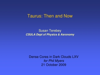 Taurus: Then and Now