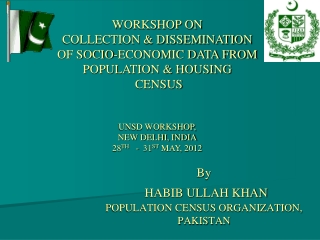 By HABIB ULLAH KHAN POPULATION CENSUS ORGANIZATION,  PAKISTAN