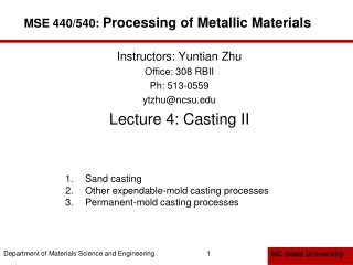 MSE 440/540:  Processing of Metallic Materials