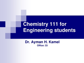Chemistry 111 for Engineering students