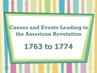 Causes and Events Leading to the American Revolution