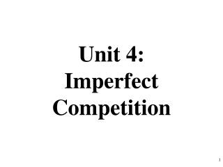 Unit 4:  Imperfect Competition