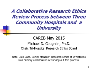 CAREB May 2015 Michael D. Coughlin, Ph.D. Chair, Tri-Hospital Research Ethics Board