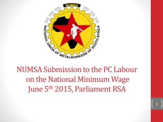 NUMSA  Submission to the PC Labour on the  National Minimum Wage June 5 th  2015, Parliament RSA