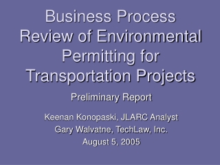 Business Process Review of Environmental Permitting for Transportation Projects