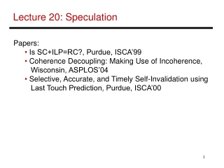 Lecture 20: Speculation