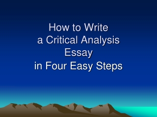 How to Write a Critical Analysis Essay