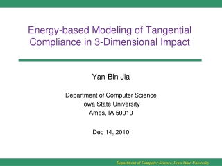 Energy-based Modeling of Tangential Compliance in 3-Dimensional Impact