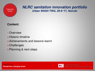 NLRC sanitation innovation portfolio Urban WASH TWG, 29-9-’17, Nairobi