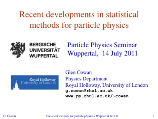 Recent developments in statistical methods for particle physics