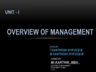 OVERVIEW OF MANAGEMENT