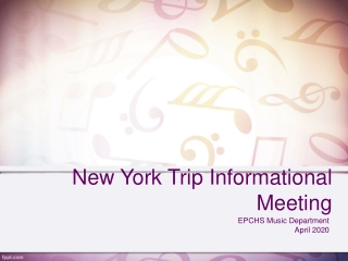 New York Trip Informational Meeting