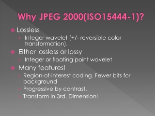 Why JPEG 2000(ISO15444-1)?