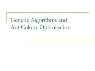 Genetic Algorithms and   Ant Colony Optimisation