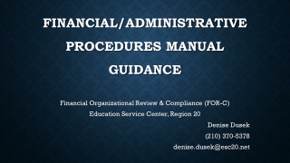 FINANCIAL/ADMINISTRATIVE  PROCEDURES MANUAL guidance