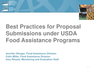 Best Practices for Proposal Submissions under USDA Food Assistance Programs