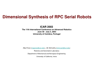 Dimensional Synthesis of RPC Serial Robots
