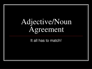 Adjective/Noun Agreement