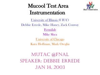 Mucool Test Area Instrumentation