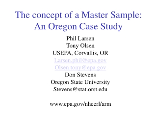 The concept of a Master Sample: An Oregon Case Study