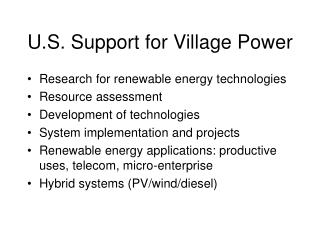 U.S. Support for Village Power