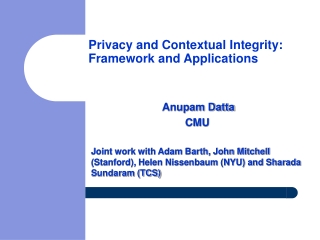 Privacy and Contextual Integrity: Framework and Applications