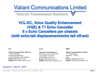 V aliant  C ommunications  L imited