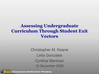 Assessing Undergraduate Curriculum Through Student Exit Vectors
